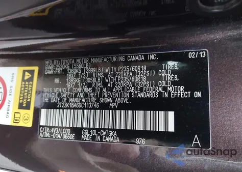 2013 Lexus Rx 350 z USA, uszkodzony, nr VIN 2T2ZK1BA6DC113746